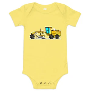 Baby Motor Grader One Piece - Short Sleeve, Soft Cotton, Construction Vehicle - Picture 1 of 9