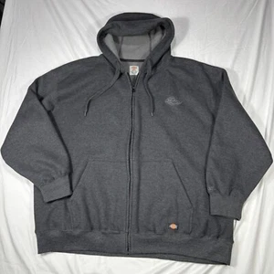 Dickies Jacket Mens 4XL Fleece Lined Full Zip Hoodie Grey Grid - Picture 1 of 12