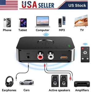 Aux to RCA Bluetooth 5.4 Adapter 3.5mm Bluetooth Receive Home USB Audio Stereo - Picture 1 of 11