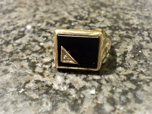 Herrenring mit Onyx und Diamant Gelb Gold / 8K Gr. ca. 67  TOP!  - Bild 1 von 5
