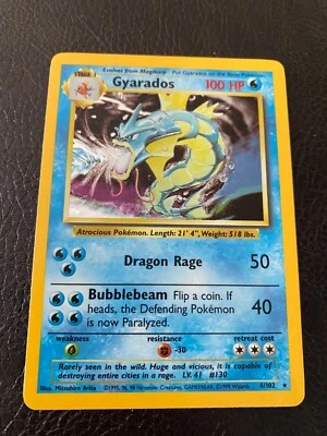 GYARADOS 6/102 Basic Base Set Pokemon TCG Holo Secret Rare Hologram Great Shape - Image 1 of 2