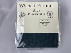 Wichelt Imports PREMIUM Cross Stitch Fabric AIDA 14ct 18" X 25" CHALKBOARD BLACK - Picture 1 of 2