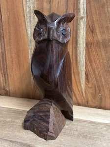 VTG MCM Hand Carved Ironwood Owl Sculpture Statue Figurine Decor 7.25” Tall - Picture 1 of 7