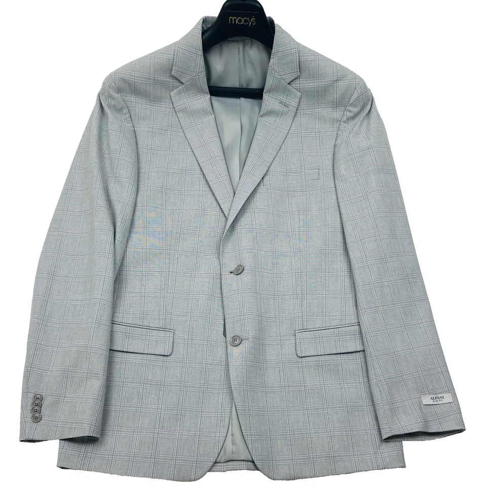 $360 NUEVO ALFANI Para Hombres 42L Gris Calce Ajustado Blazer Abrigo Deportivo Traje Chaqueta Foto 1 de 4