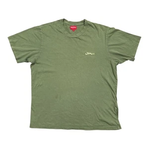Supreme Arabic Embroidered Logo Washed Olive Green T Shirt Mens Large - Picture 1 of 11