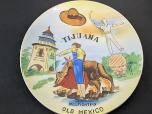 Plato de recuerdo vintage TIJUANA México antiguo, tauromaquia - Imagen 1 de 9