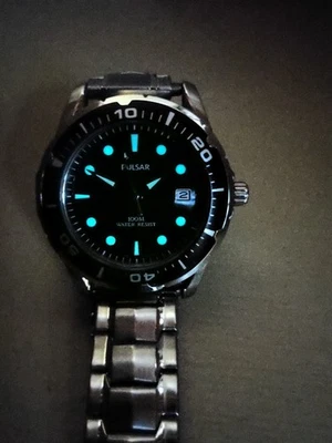 Reloj Pulsera Pulsar VX42-X062 Acero Inoxidable Buceo Esfera Negra Brilla - Batería Nueva Foto 1 de 4