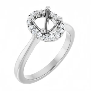 Oval Cut 11×9mm Natural Diamond Women Engagement Ring Semi Mount 14K White Gold - Picture 1 of 6