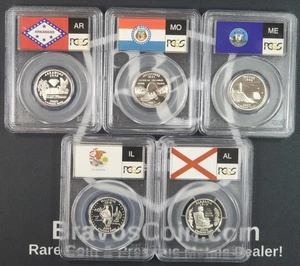 5 Coin 2003-S United States Silver Proof Quarters - ALL PCGS Graded PR 69 DCAM - Picture 1 of 2