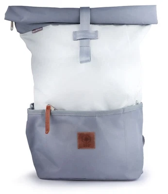 Rucksack recyceltes Segeltuch Lotse Weiß Hellgrau gepolstertes Laptopfach - Bild 1 von 4