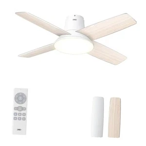  Ceiling Fans with Lights and Remote, 44 inch Low Profile White Ceiling Fan,  - Picture 1 of 7