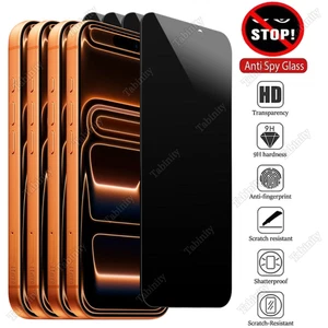 Privacy Screen Protector Lot Tempered Glass For iPhone 17 16 15 14 13 12 11 X XR - Picture 1 of 31