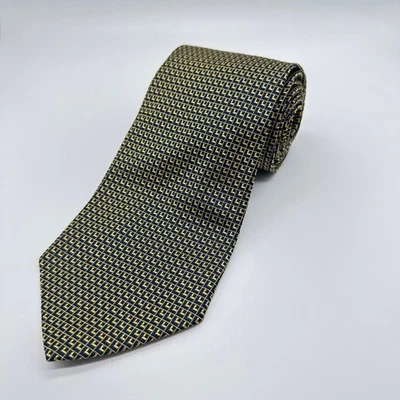 Corbata de seda Ralph Lauren para hombre azul marino dorado patrón geométrico Foto 1 de 3