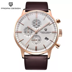 PAGANI DESIGN Marca de Lujo Hombres Calendario de Negocios Relojes de Cuarzo Correa de Cuero - Imagen 1 de 7