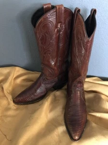 DAN POST Women's Brown Genuine Teju Lizard Western Cowboy Boots DP2450J 8-1/5 - Picture 1 of 6