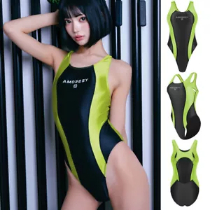 Traje de baño para mujer AMORESY sexy brillante cintura alta sin espalda traje de baño de una pieza NUEVO - Imagen 1 de 24