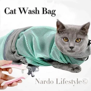 Cat Grooming Bag Kitten Wash Polyester Mesh Scratch Bite Resistant Nail Bath - Picture 1 of 7