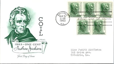 FDC 1963 SC #1225 Artmaster Cachet - Chicago, ILL - Block Of 5 - F76356 - Image 1 of 2