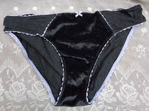 Vtg Women's VICTORIA'S SECRET Cotton Low Rise Bikini BLACK PLUSH / XL - Picture 1 of 6