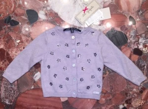 Cardigan paillettes Lili Gaufrette maglione manica lunga bambino bambina 6M 6 mesi nuovo con etichette - Foto 1 di 4