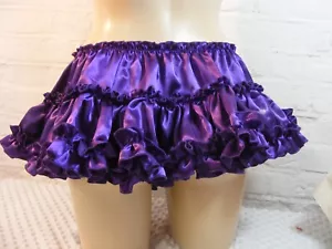 SISSY ADULT BABY SEXY FANCY DRESS purple SATIN MICRO MINI FRILLY SKIRT 9LONG - Picture 1 of 1