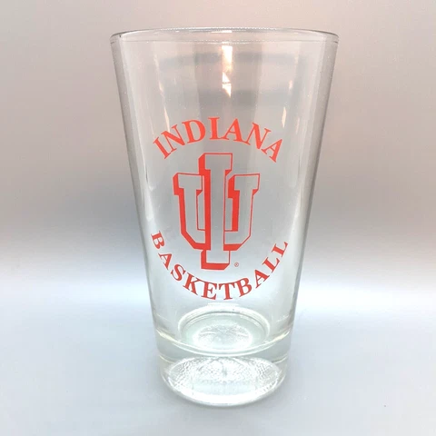 Indiana University 3D BASKETBALL IU Hoosiers 16oz BEER Pint Glass RARE EUC sport Cover