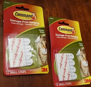 2pks 3M Command Brand Damage Free Hanging Poster Hanging Strips #17024ES NEW - Picture 1 of 3