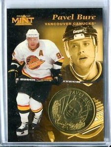 1996-97 Pinnacle Mint Pavel Bure Card & Bronze Coin #7 of 30 CANUCKS - Foto 1 di 1