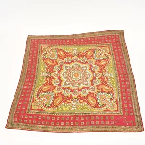 Anne Fogarty for David E. Schwab Red & Yellow Geomertric Pattern Pocket Square - Picture 1 of 8