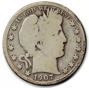 1907 D Barber Half Dollar grades in GOOD + condition~ PLEASE SEE THE SCAN stk b2 - Imagen 1 de 5