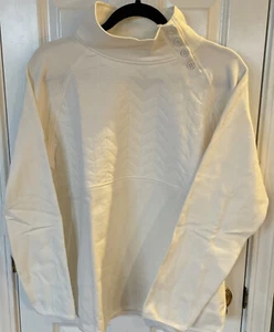 St. John's Bay Pullover Off White colored Petite Large Soft Sweatshirt NWT - Picture 1 of 10