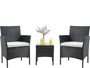TMEE Rattan Garden Outdoor Furniture Set 3 Pieces Patio Conversation Sets PE Wic - Picture 1 of 5