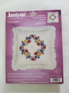 Janlynn candlewicking embroidery kit Pansies Pillow 14” X 14” New in package - Picture 1 of 2