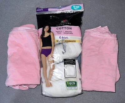 Fruit of the Loom Briefs Womens Panties Underwear 6 pairs Size 9 2XL Pink White - Image 1 of 4