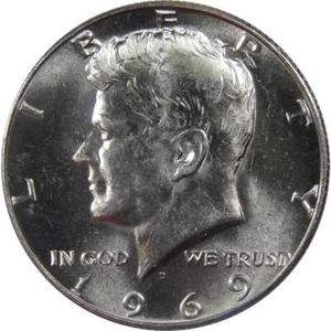 1969 D Kennedy Half Dollar BU Uncirculated Mint State 40% Silver 50c US Coin - Picture 1 of 2
