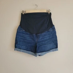 Isabel Maternity Womens Dark Wash Midi Short Over the Belly Size 6 Pregnancy - Picture 1 of 8