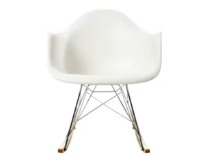 Vitra Eames Schaukelstuhl weiß Gestell verchromt Ahorn gelblich NP 660 Euro - Bild 1 von 4