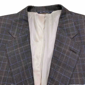 VTG Jack Victor Wool Silk Brown Plaid Vented Blazer Sport Jacket Sz 44L MINT - Picture 1 of 21