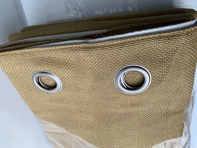 NEXT Ochre Yellow Textured Weave Eyelet Curtains W168 x L229cm 66 x 90in NEW - Image 1 of 4