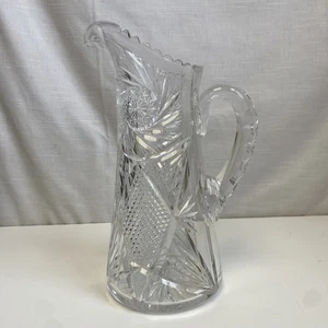 Vintage amerikanischer brillanter schwerer Kristall geschliffener Glaskrug Krug Vase 11 1/2 Zoll - Bild 1 von 15