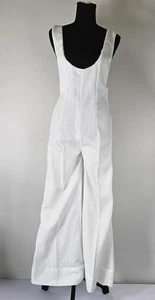 Vintage 1970s Handmade Women’s Ivory Jumpsuit Bell Bottoms Wide Leg Hippy Boho - Picture 1 of 14