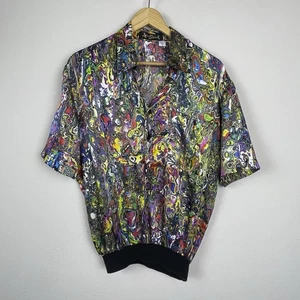 Alan Stuart Men's Shirt Size M Psychedelic Colorful Retro 80s Disco Popover Top - Picture 1 of 6
