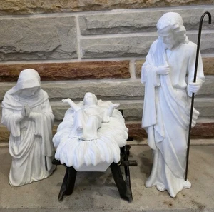 Juego grande de porcelana blanca Department 56 Winter Silhouette The Nativity 6771-7 - Imagen 1 de 20