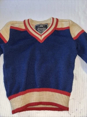 Suéter Havenshire Vintage Talla 4T 100% Acrílico Virgen Azul Marino/Rojo/Bronceado Foto 1 de 3