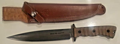 TOPS Wild Pig Hunter Fixed Knife 8" Y-532 Steel Tang Blade Micarta Handle NEW - Image 1 of 3