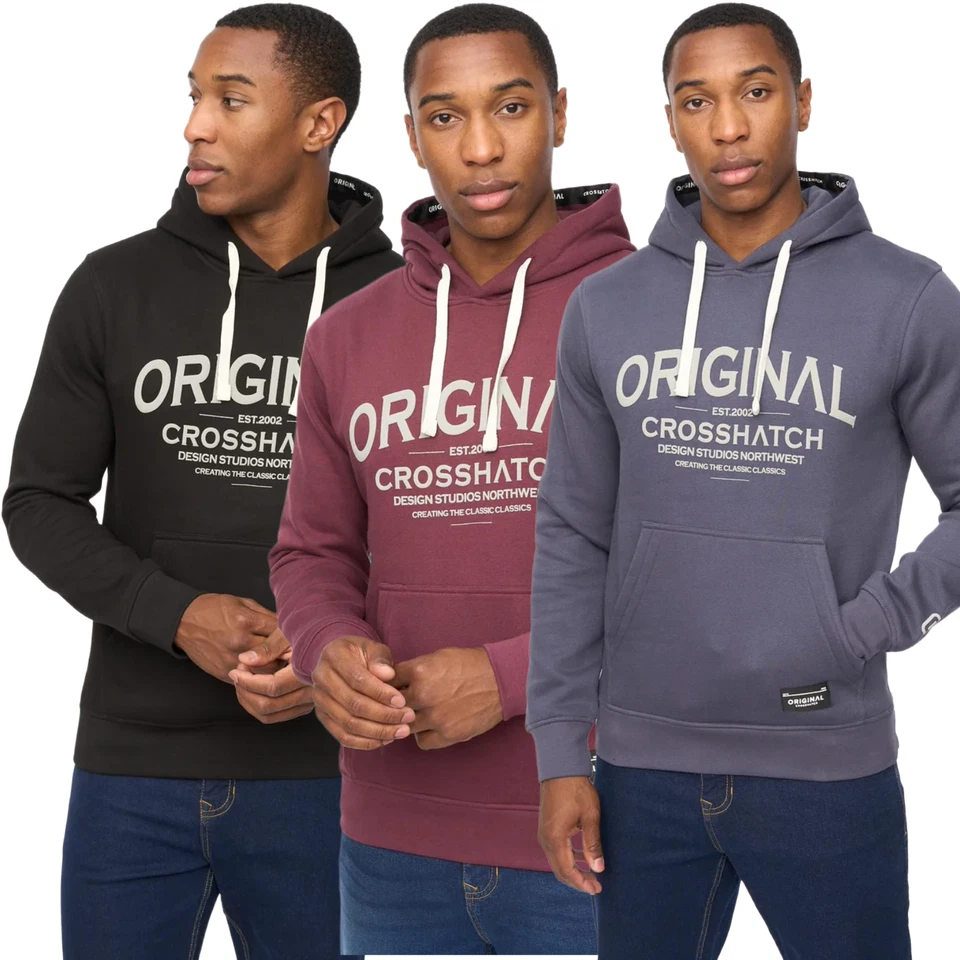 Sudadera con capucha suéter estampado gráfico Crosshatch vintage para hombre Foto 1 de 4