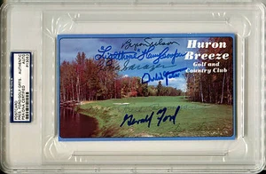 GERALD FORD BYRON NELSON SAM SNEAD GENE SARAZEN+3 Signed Photo Scorecard PSA/DNA - Picture 1 of 4