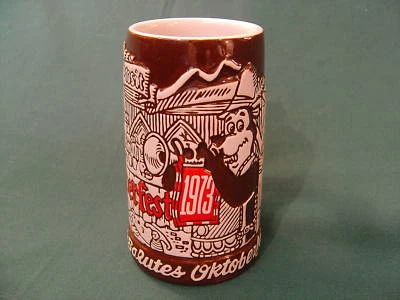 Taza Hamms Bear Beer Stein 1973 Oktoberfest cerámica 6" Foto 1 de 4