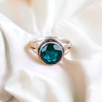 Anillo de piedras preciosas naturales de apatita para mujer de plata de ley 925 regalo Foto 1 de 4