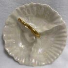 CG USA Warranted 12 KT Gold - Cream Pearl Luster 7-1/2" Candy Dish Vtg